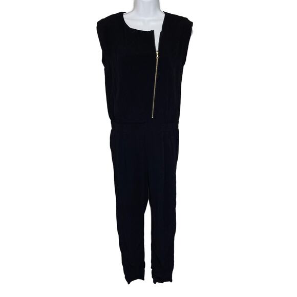 J.Crew Black Sleeveless Jumpsuit Angled Asymmetrical Front Zipper Jogger Size 2P - Picture 4 of 16